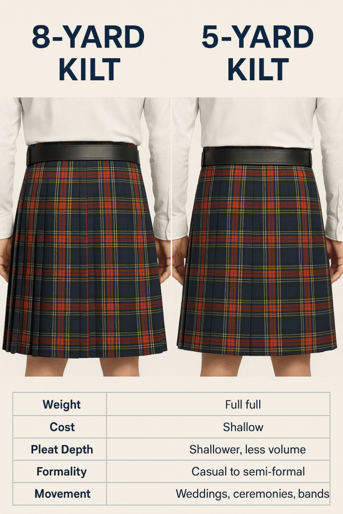 5 yard vs 8 yard kilt