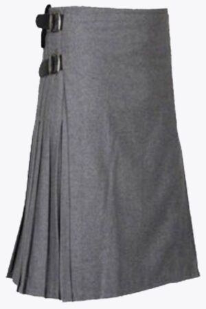 Solid Grey Tartan Kilt for Men