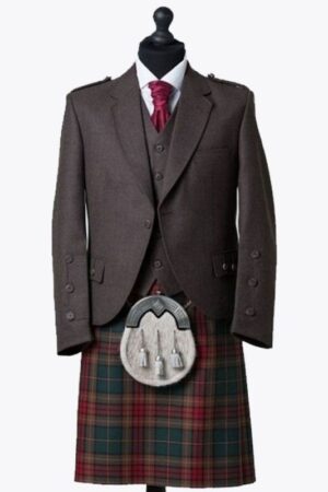 Brown Tweed Jacket Kilt Outfit for Men