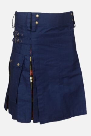 Buchanan Tartan with Blue Color Cotton Hybrid Kilt for Men