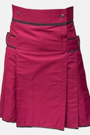 Burgundy Stylish Utility Kilt for Men