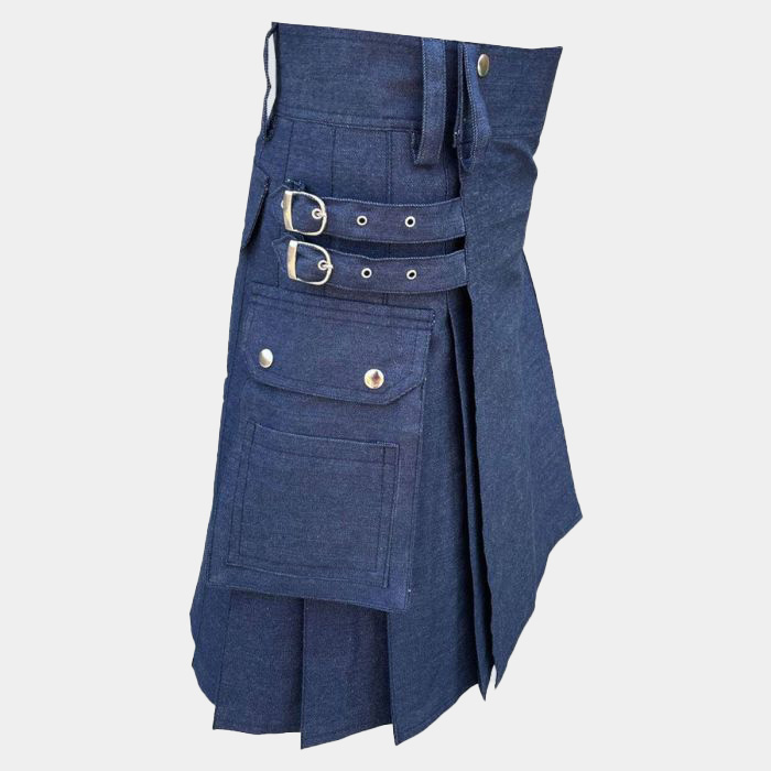 Classic Blue Denim Kilt for Men 3 Classic Blue Denim Kilt for Men - Image 3