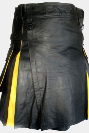 Genuine Two Tone Leather Hybrid Kilt for Men