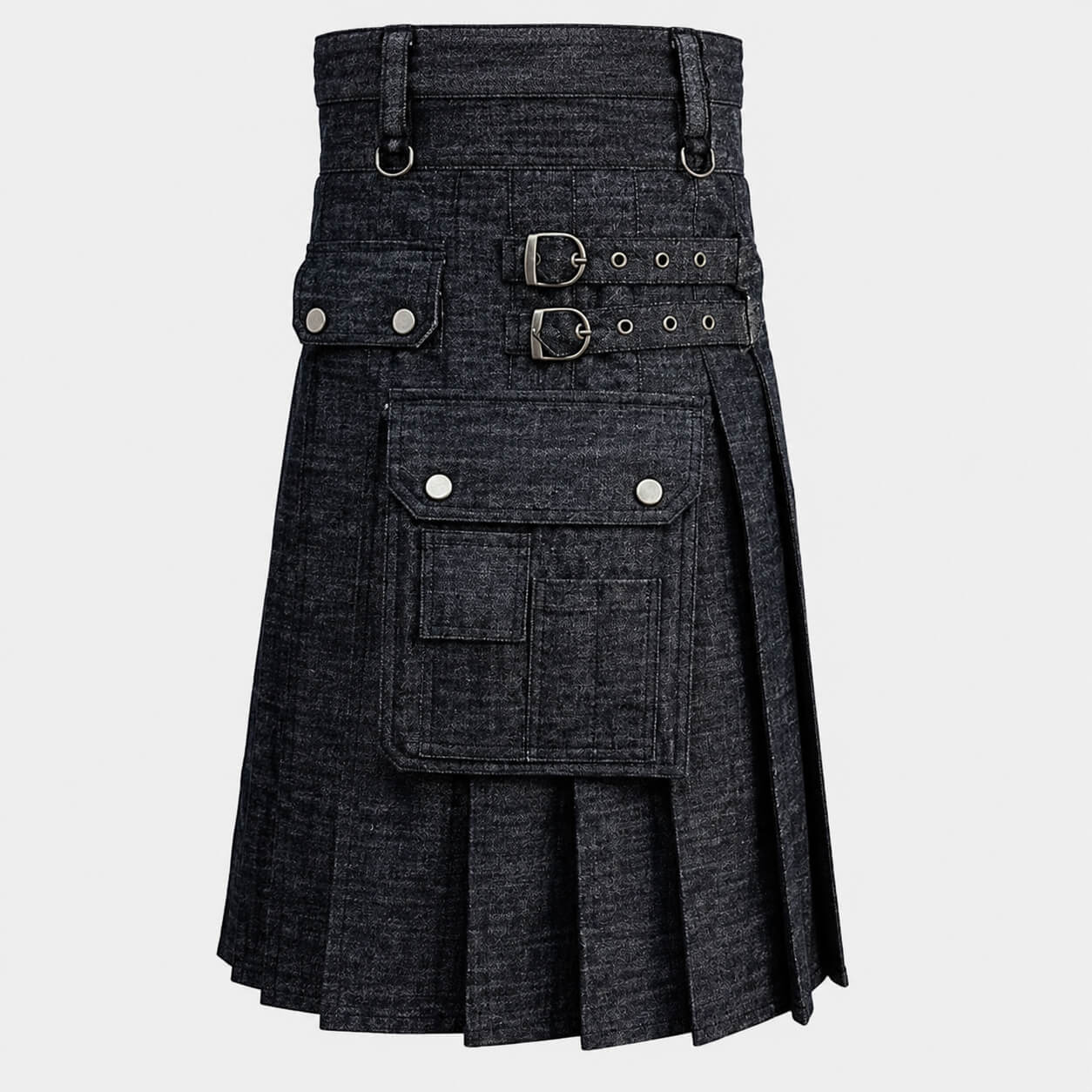 Men's Black Denim Utility Kilt 1 Men's Black Denim Utility Kilt