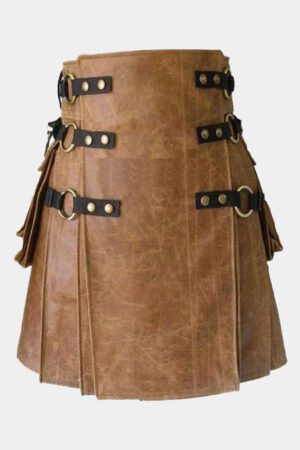 New Brown Design Genuine Leather Kilts for Men
