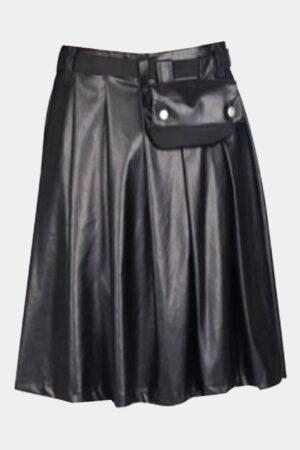 New Scottish Black Design Leather Utility Kilt for Men