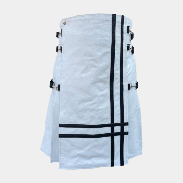 New White Leather Kilt for Men 1 New White Leather Kilt for Men