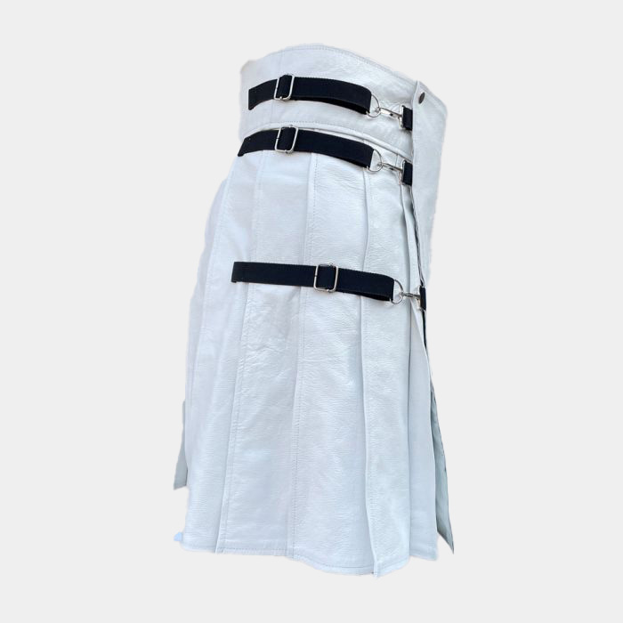New White Leather Kilt for Men 3 New White Leather Kilt for Men - Image 3
