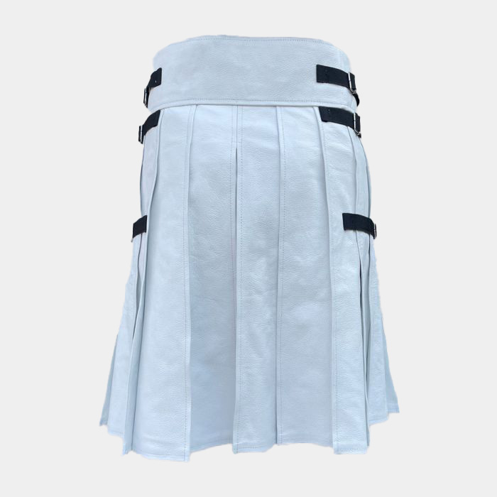 New White Leather Kilt for Men 4 New White Leather Kilt for Men - Image 4