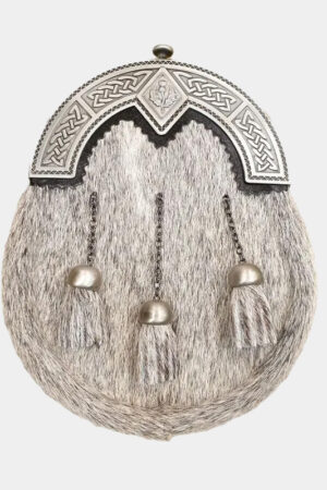 Pony skin Dress Sporran with Celtic Cantle with Diamond Shield in Antique Finish for Men
