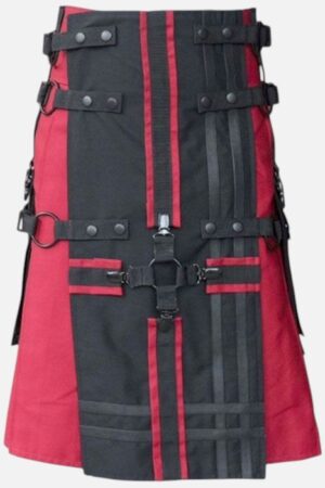 Red & Black Deluxe Hybrid Utility Kilt for Men