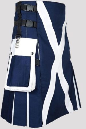Scottish Flag Design Interchangeable Utility Kilt for Men