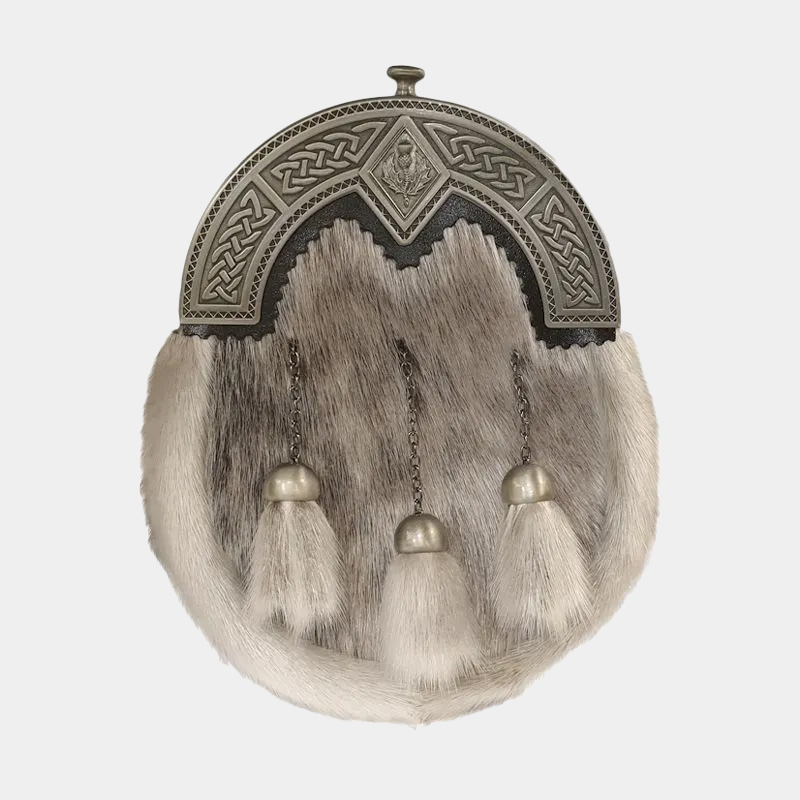 Sealskin Dress Sporran with Celtic and Thistle Cantle for Men 1 Sealskin Dress Sporran with Celtic and Thistle Cantle for Men