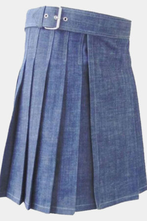 Simple Blue Denim Kilt for Men