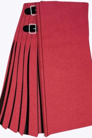 Solid Scarlet Weathered Tartan Kilt for Men