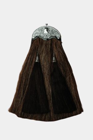 Thistle Silver Cantle Grey Horsehair Sporran for Men