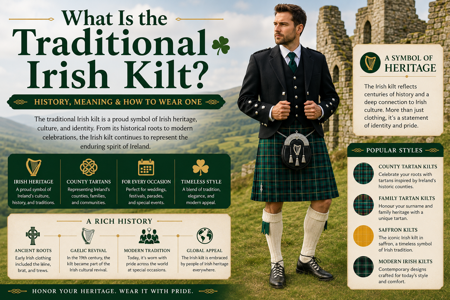 What Is the Traditional Irish Kilt? History, Meaning & How to Wear One 1 What Is the Traditional Irish Kilt History Meaning How to Wear One